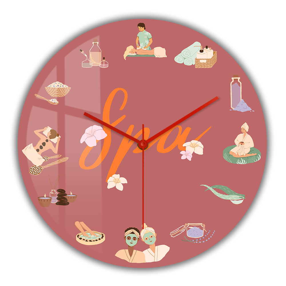 Spa Wellness Center - Orologio da Parete Silenzioso al Quarzo