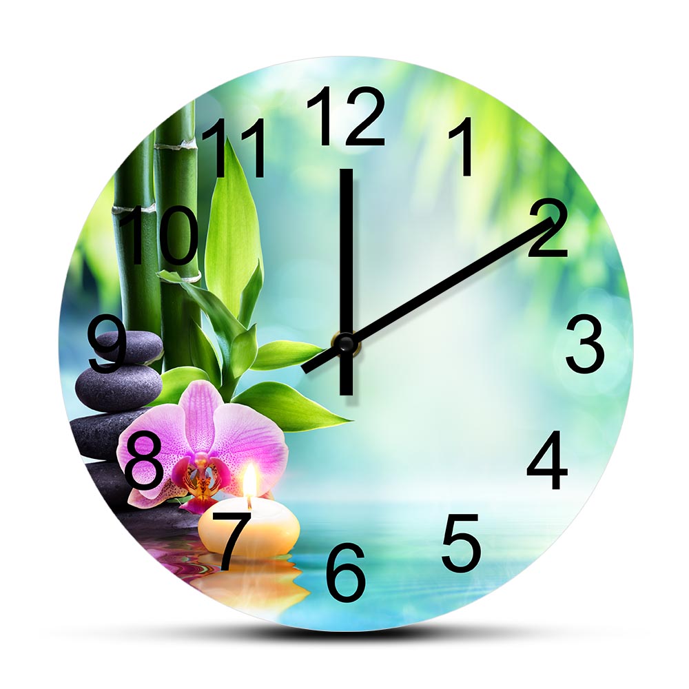 Spa Wellness Center - Orologio da parete silenzioso con pietre